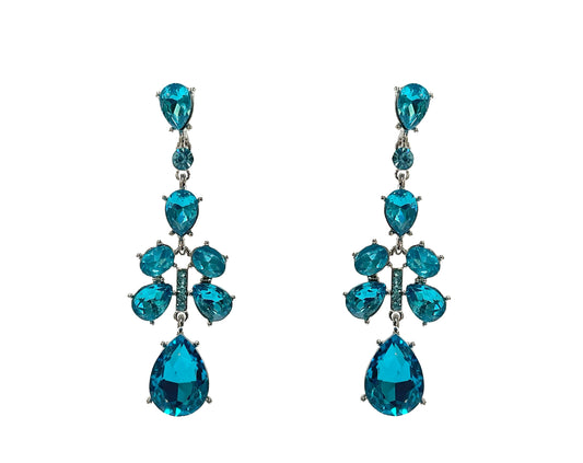 Teardrop Crystal Earrings (Aqua) #40-596AQ