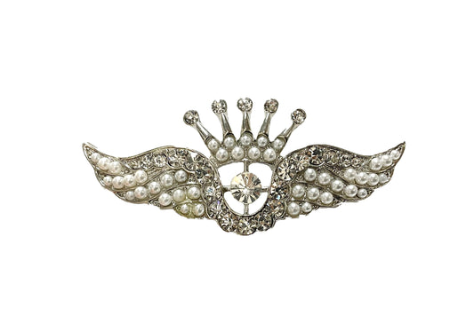 Crown Wings Pearl Pin #40-464SL