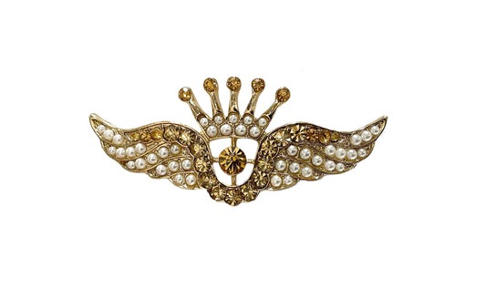 Crown Wings Pearl Pin #40-464GD
