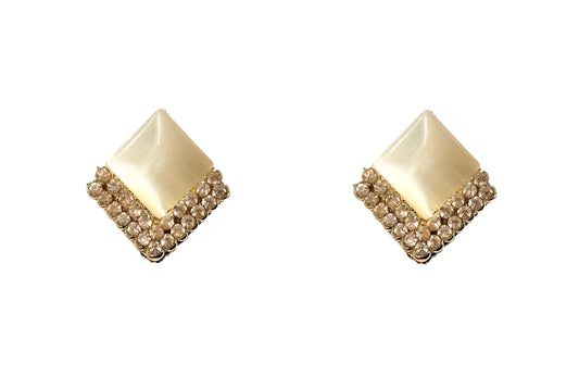 Cat eye Square Rose Gold Earring #63-41132