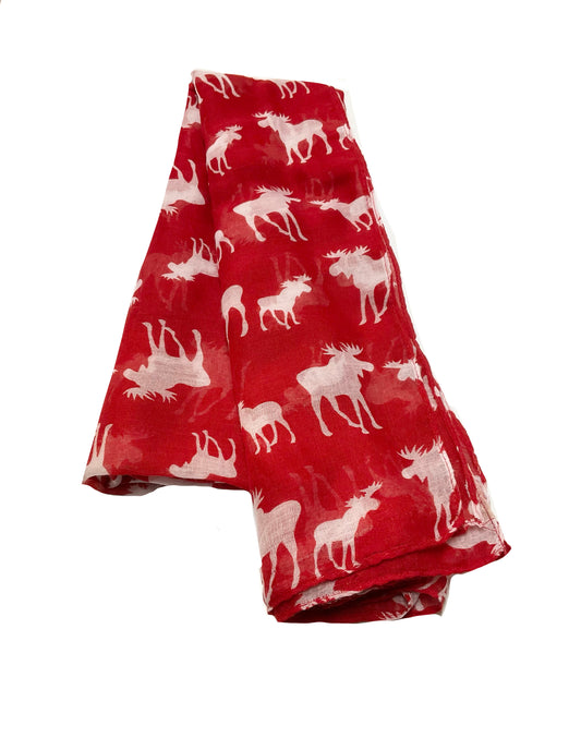 Moose Oblong Scarf #88-2505RD (Red)