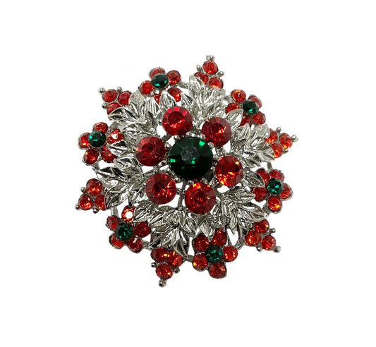Christmas Poinsettia  pin 28-98049 Sil