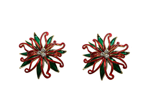 Christmas Poinsettia Post Earring #19-1411731