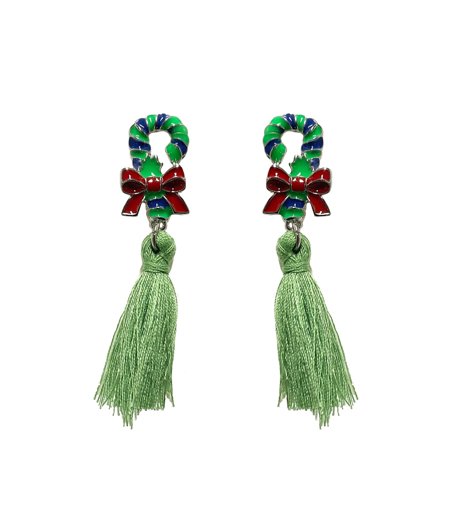 Candy Cane Tassel Earrings #88-12650