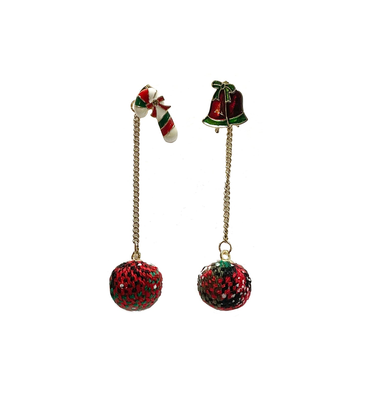 Christmas Candy Cane Bell Earring #89-12419