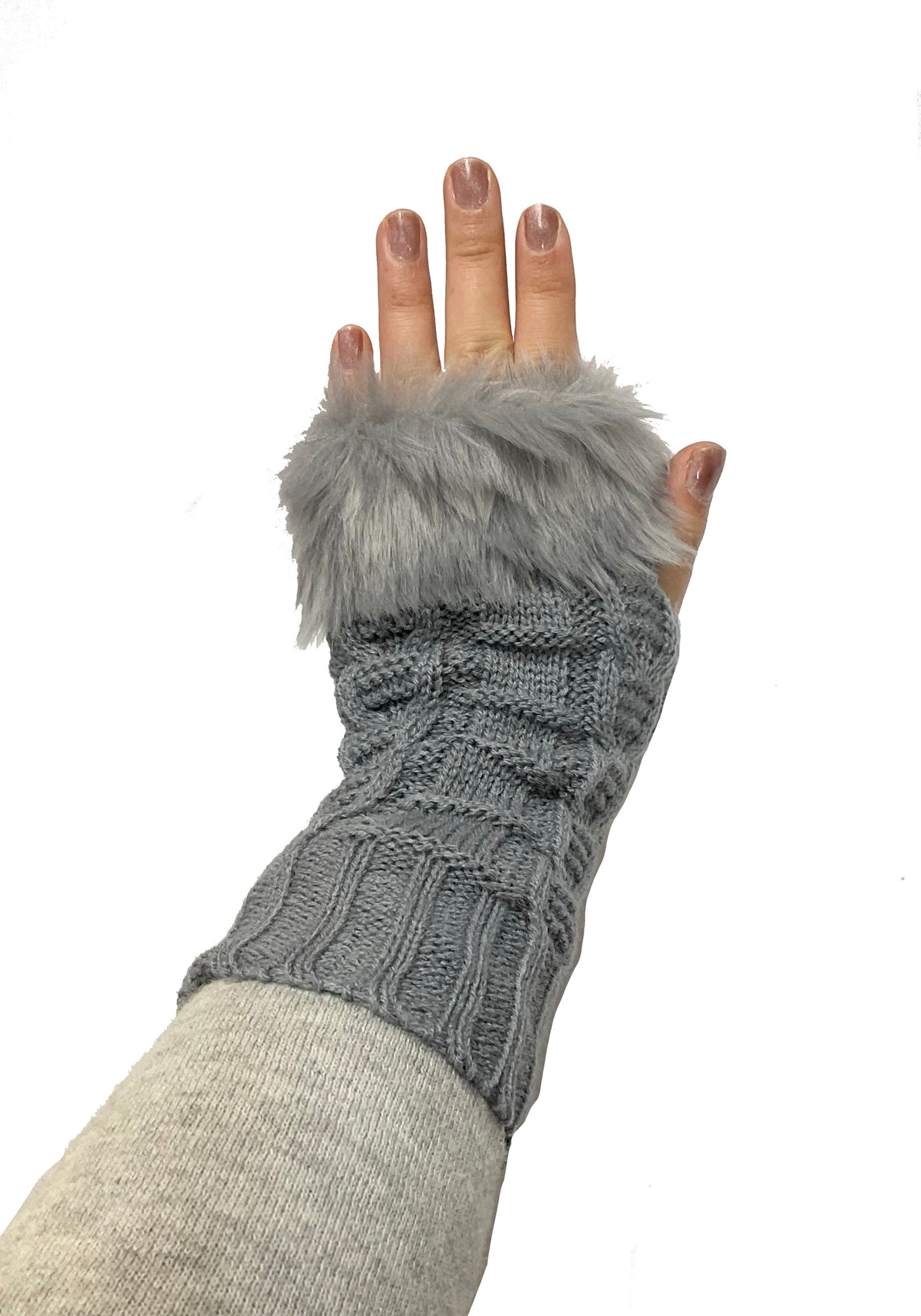 Fur Knitted Fingerless Glove #89-93144