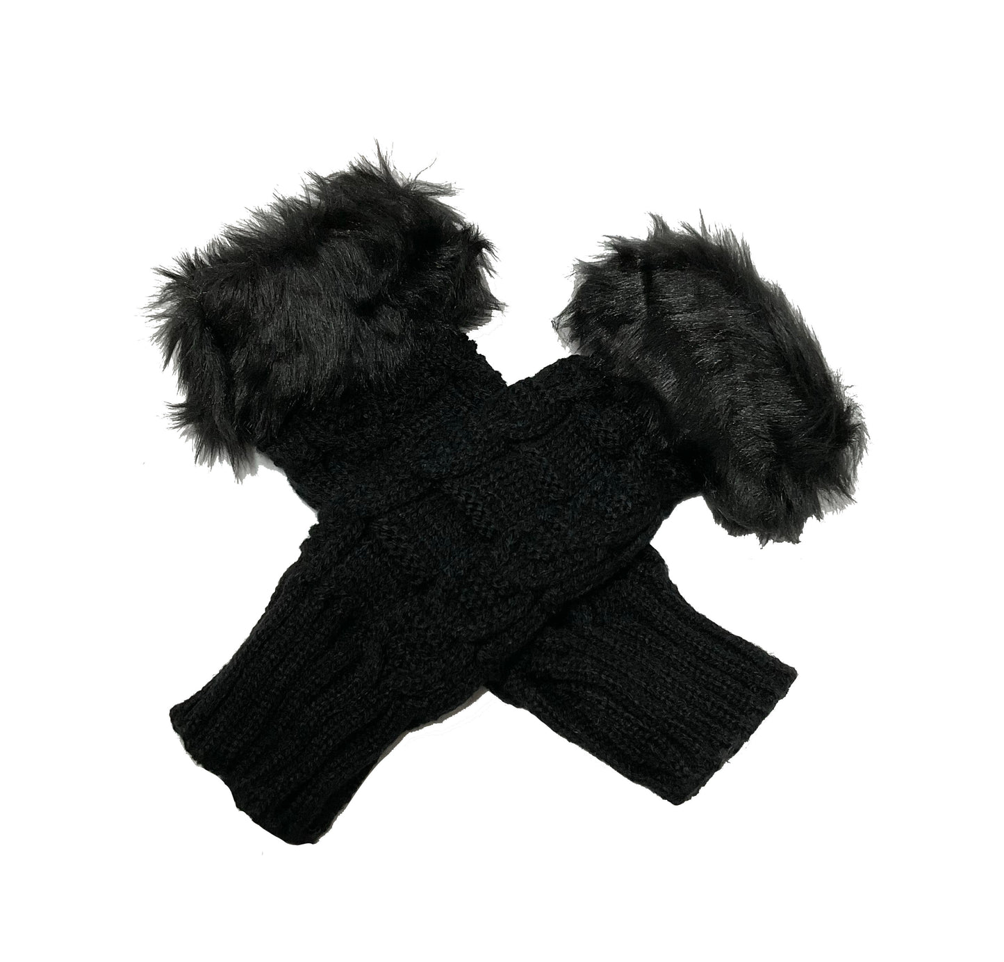 Fur Knitted Fingerless Glove #89-93144