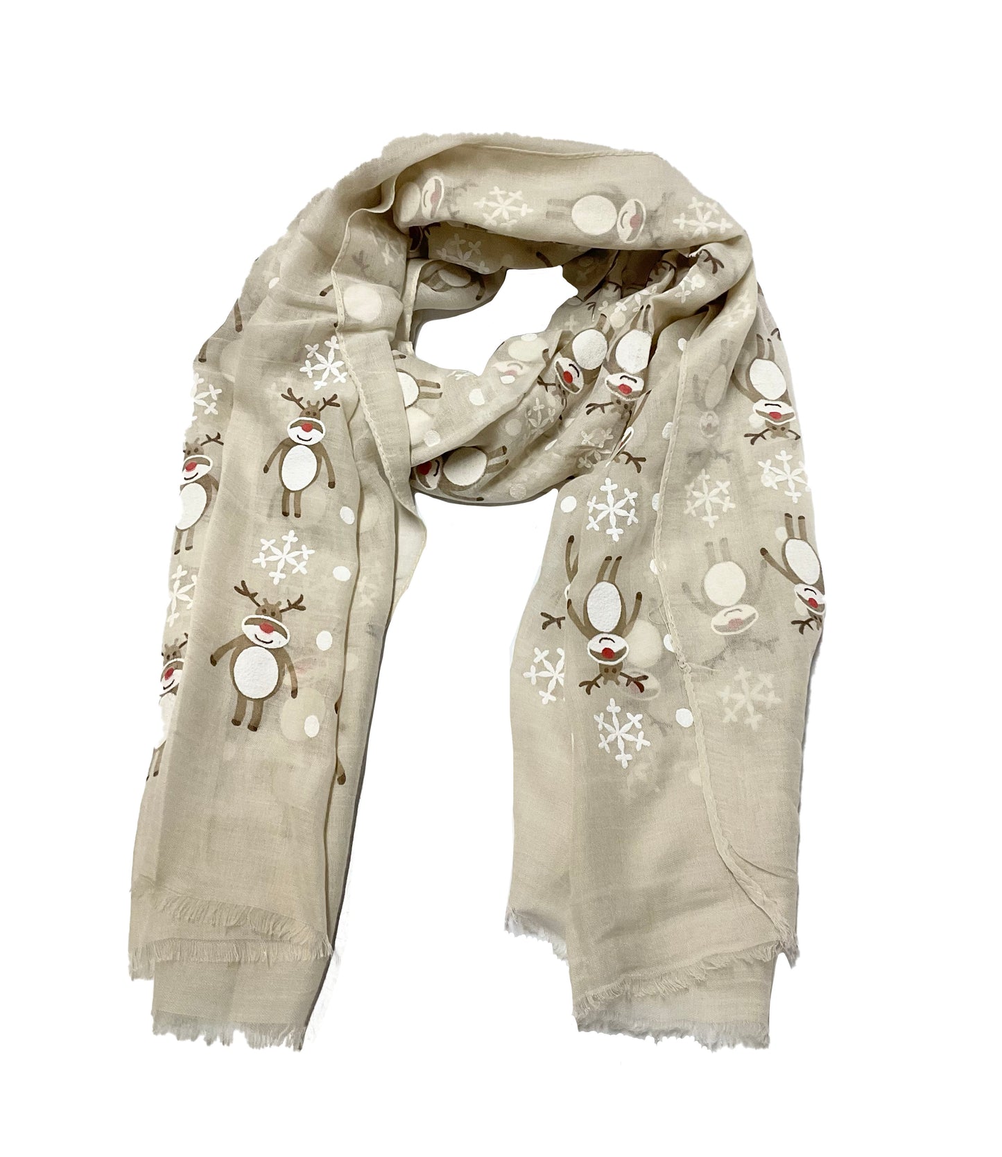 Reindeer Oblong Scarf (Beige) #88-2913BE