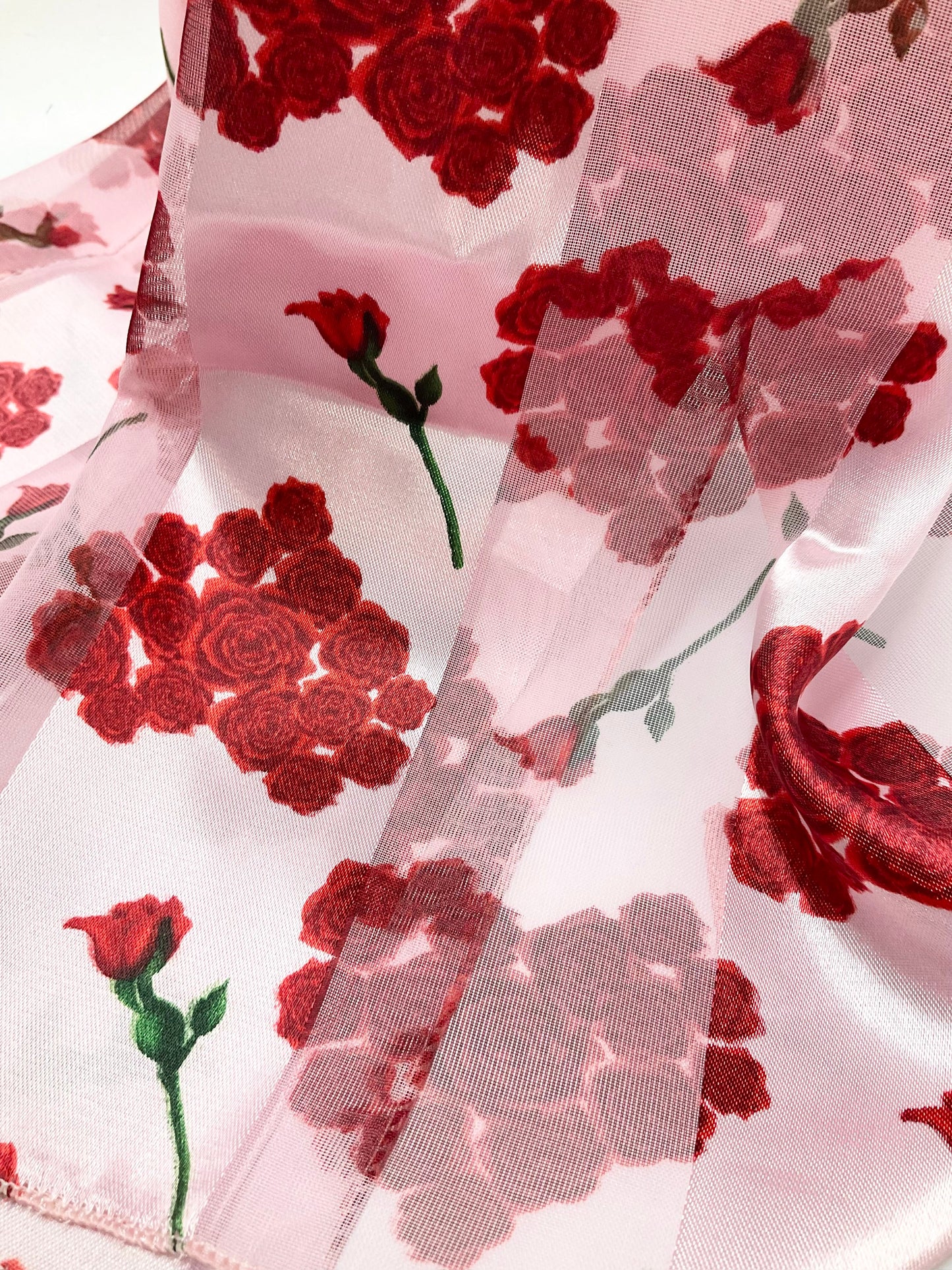 Rose Heart Valentines Satin Scarf #OS-3002PI