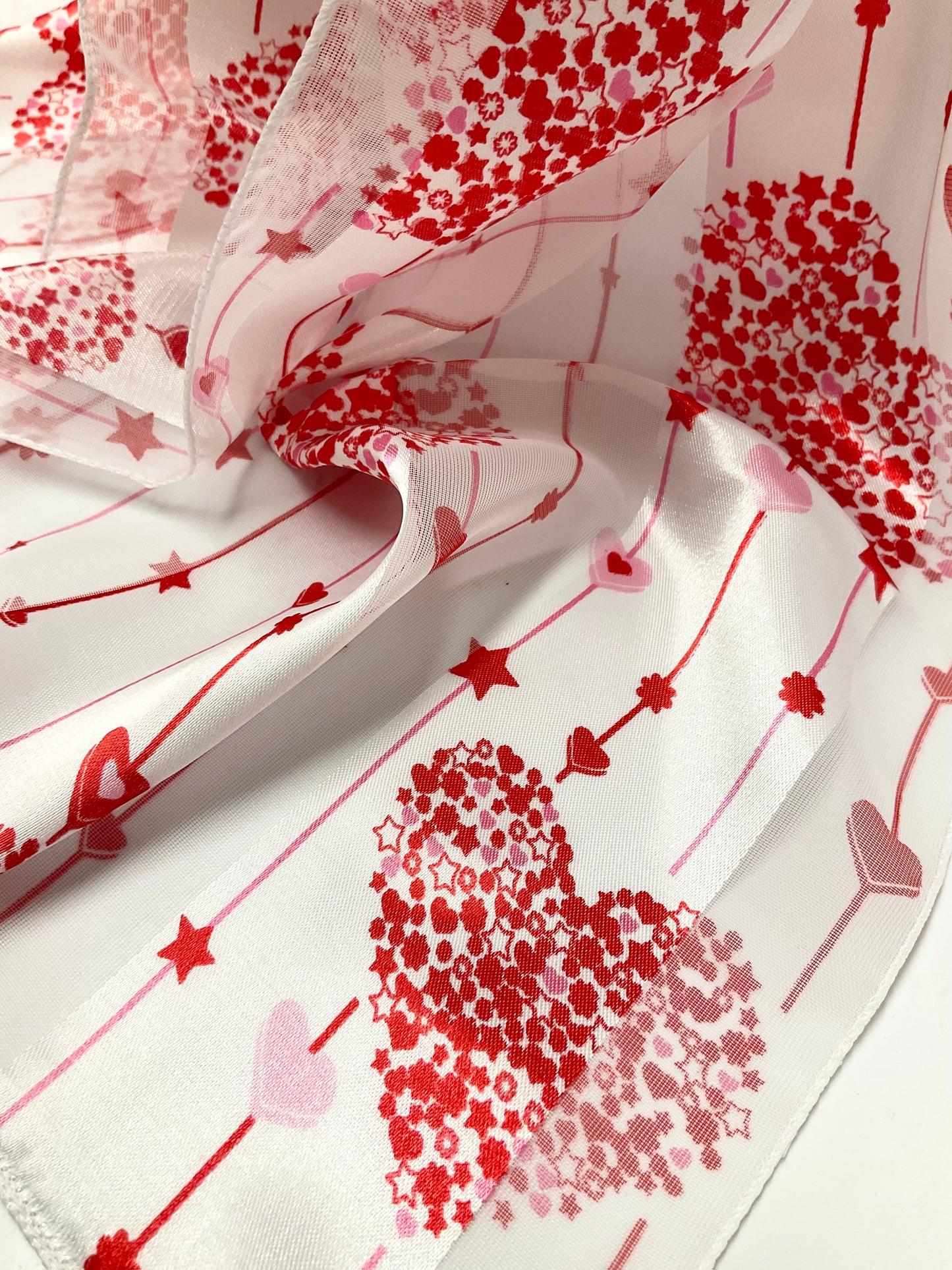 Hearts Satin Scarf #OS-3003WH (White)