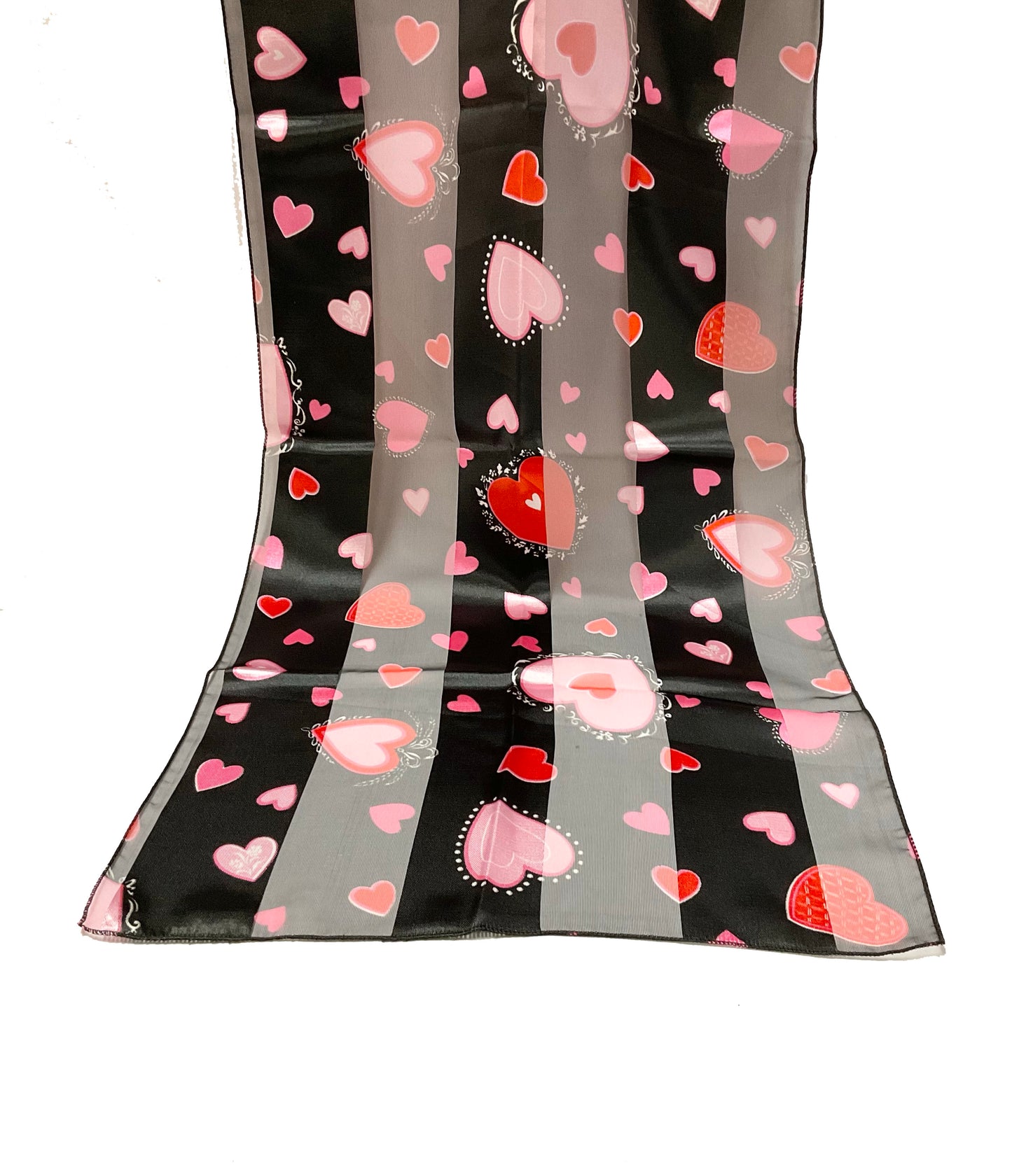 Hearts Valentines Satin Scarf #OS-1163BK (Black)