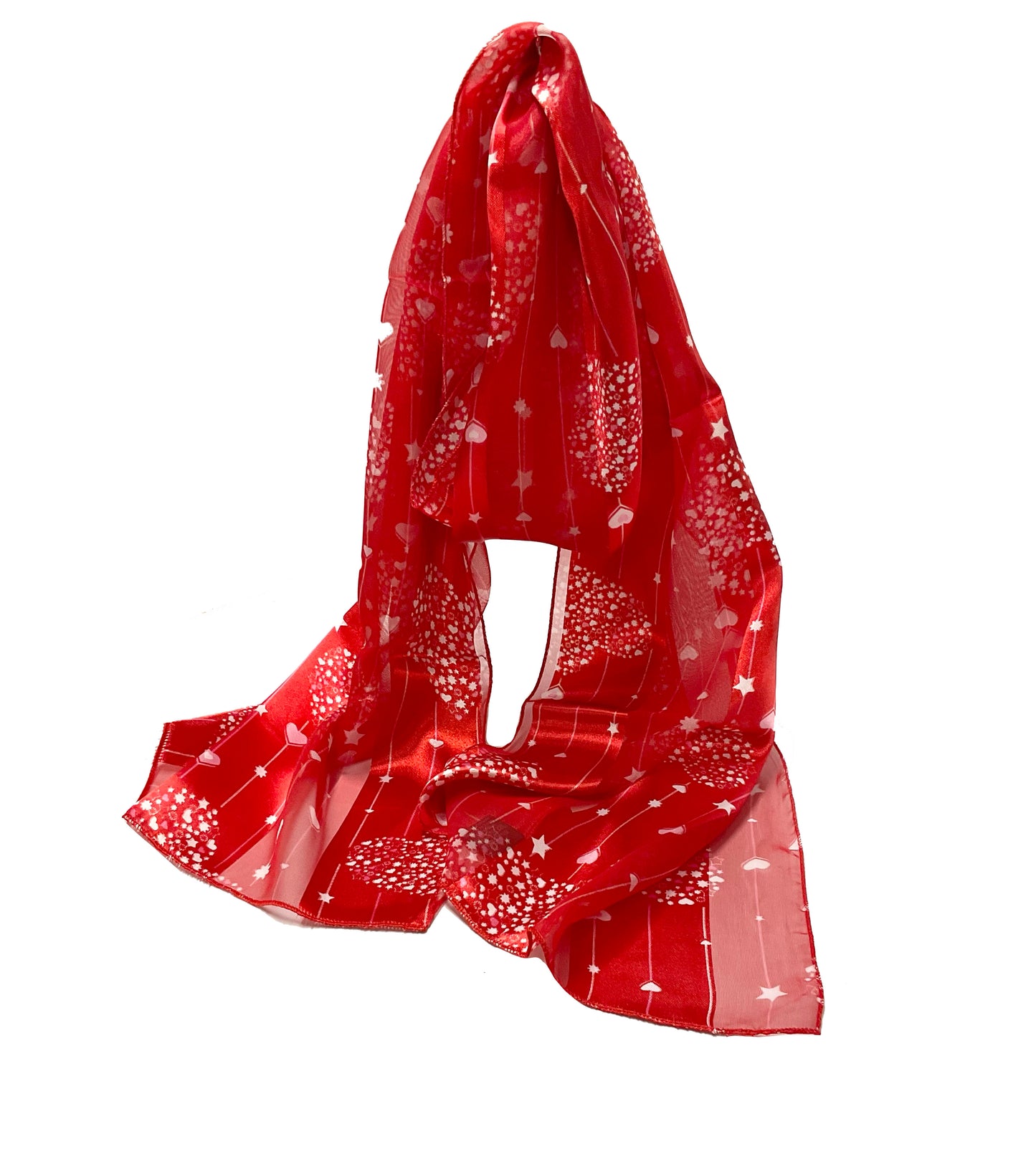 Hearts Satin Scarf #OS-3003RD (Red)