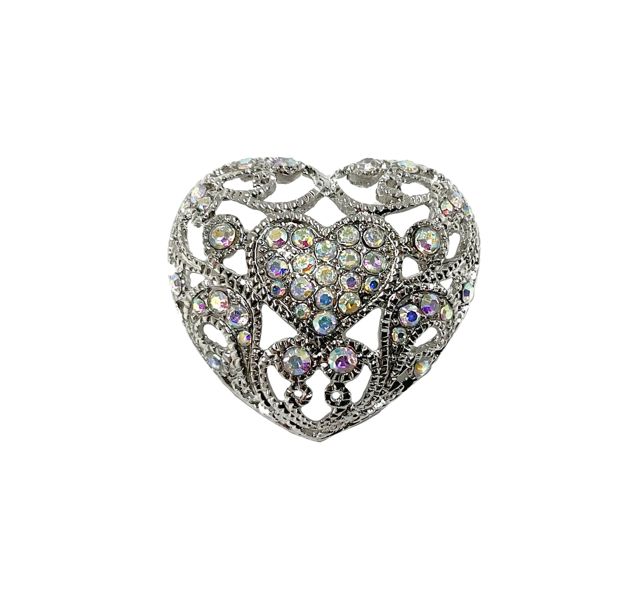 Heart Pin #19-140210 (Silver/Aurora Borealis)