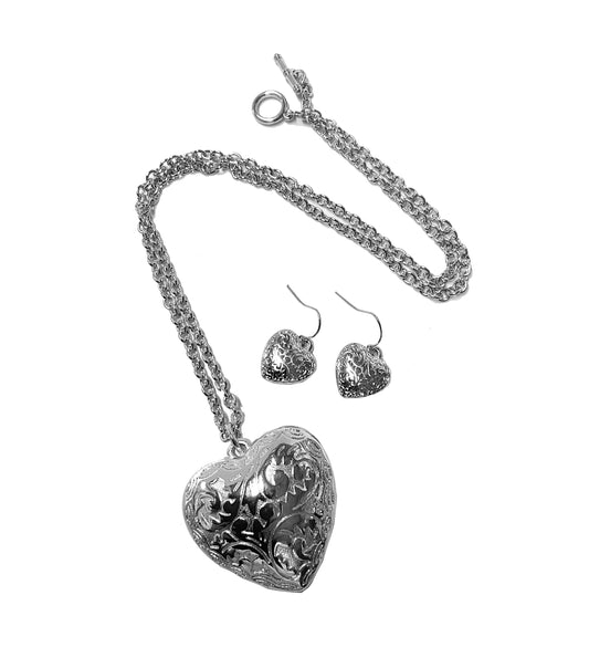 Heart Necklace Earring Set #40-3636
