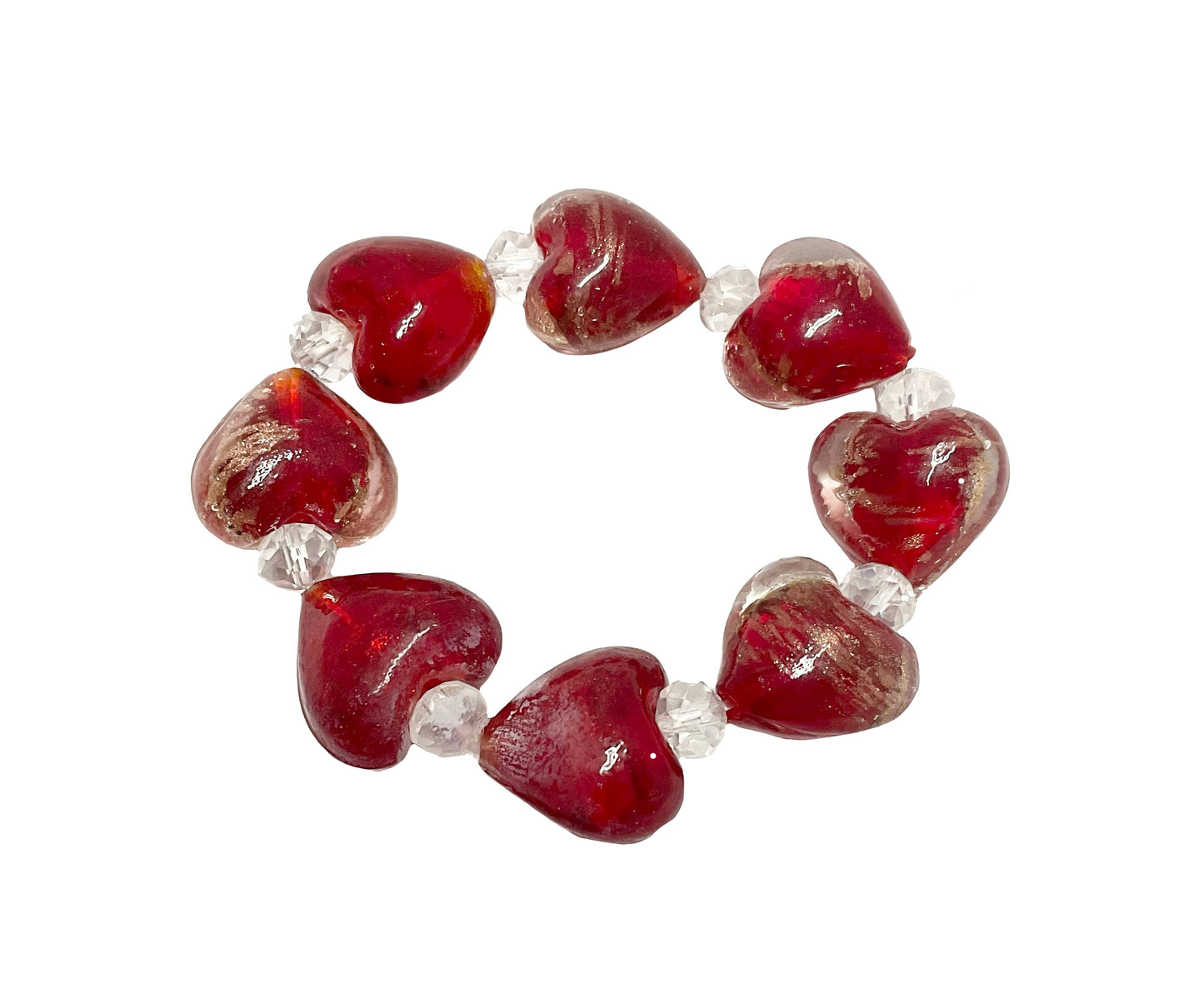 Heart Glass Bracelet Red