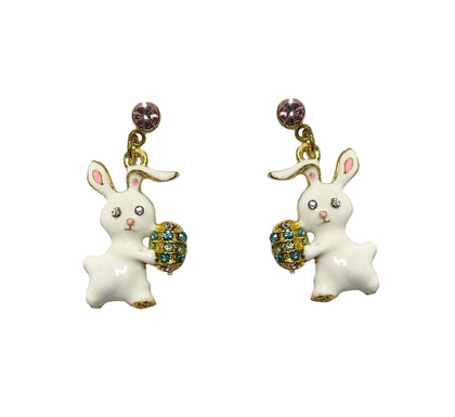 Bunny with Egg Earrings #19-140143