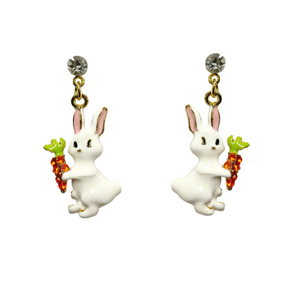 Bunny with Carrot Dangling Earrings #19-140134