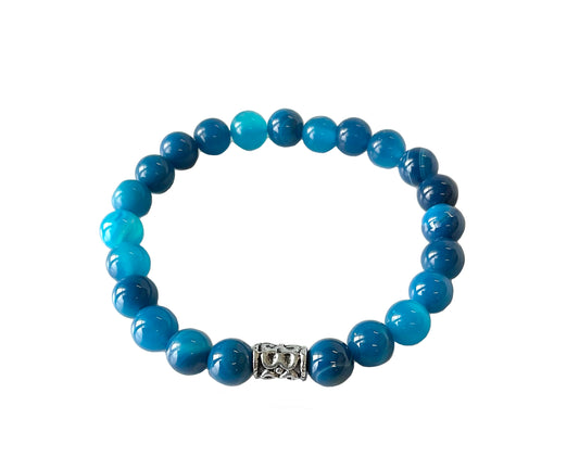 Natural Stone Bracelet Blue Agate Bracelet #89-72214BA