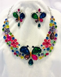Butterfly Necklace and Earring Set#66-23182MU