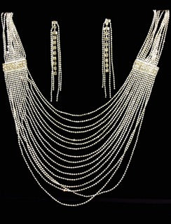Chains Style Necklace and Earrings Set#66-14116S