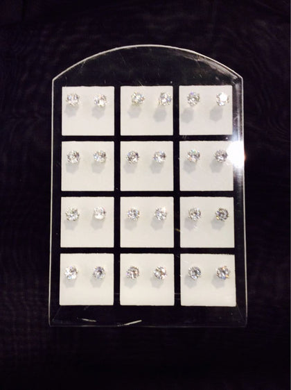 Dozen CZ Small round post Earrings#66-48004CL