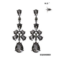 Teardrop Crystal Earrings (Black Diamond) #40-596BD