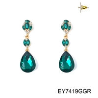 Teardrop Crystal Earrings #40-7419 (Emerald)