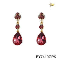 Teardrop Crystal Earrings #40-7419 (Rose Pink)