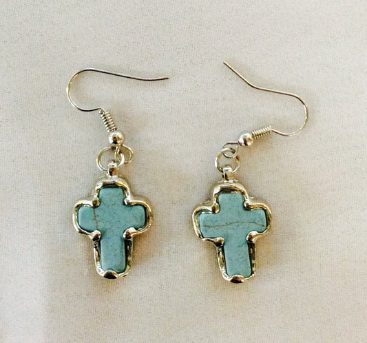 Cross Natural Stone Earrings #12-24309SI