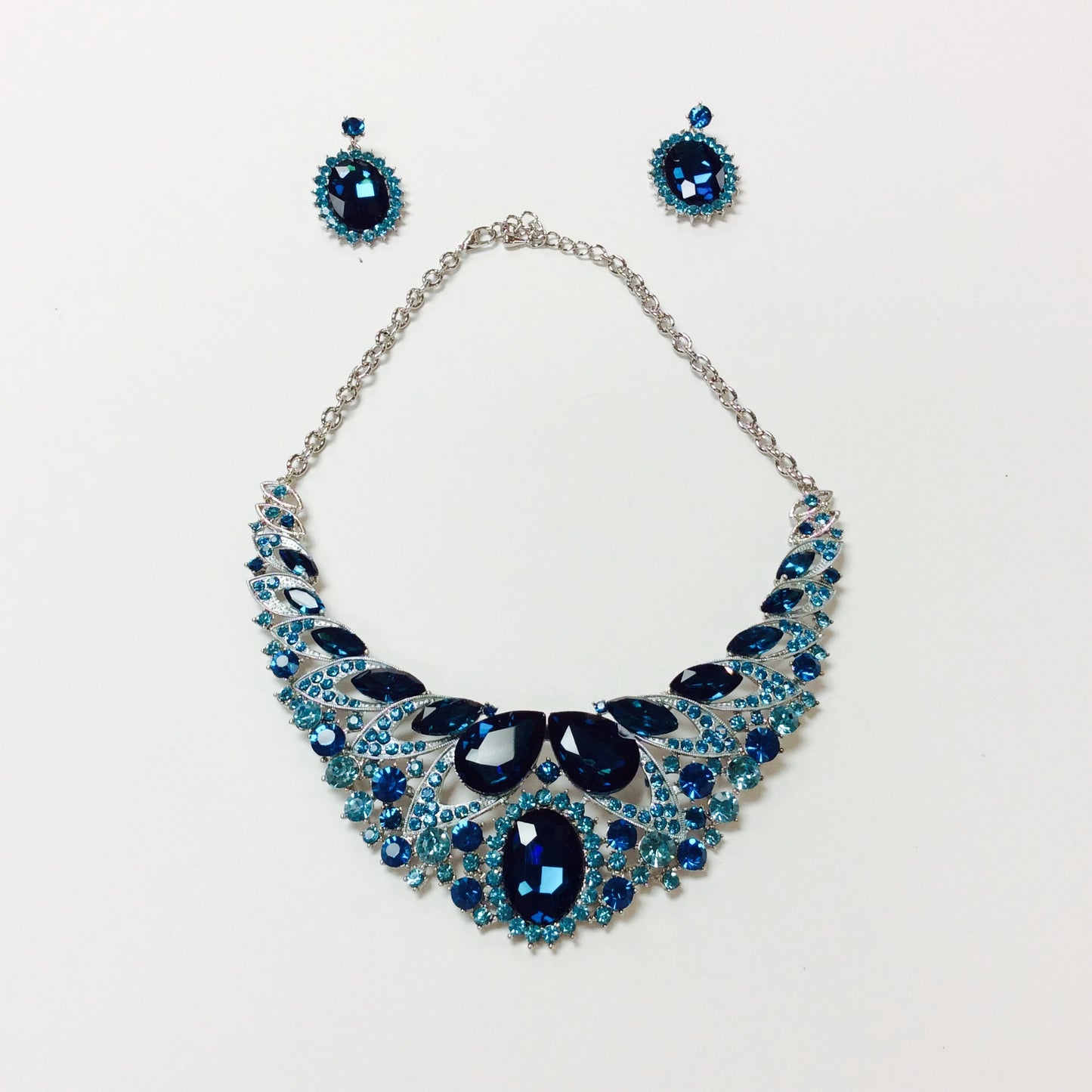 Gem Necklace-Earring Set (BLUE ZIRCON)