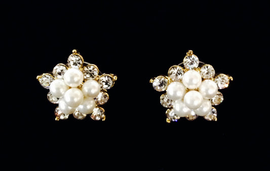 Flower with Pearl Post Earrings #33-23035GD