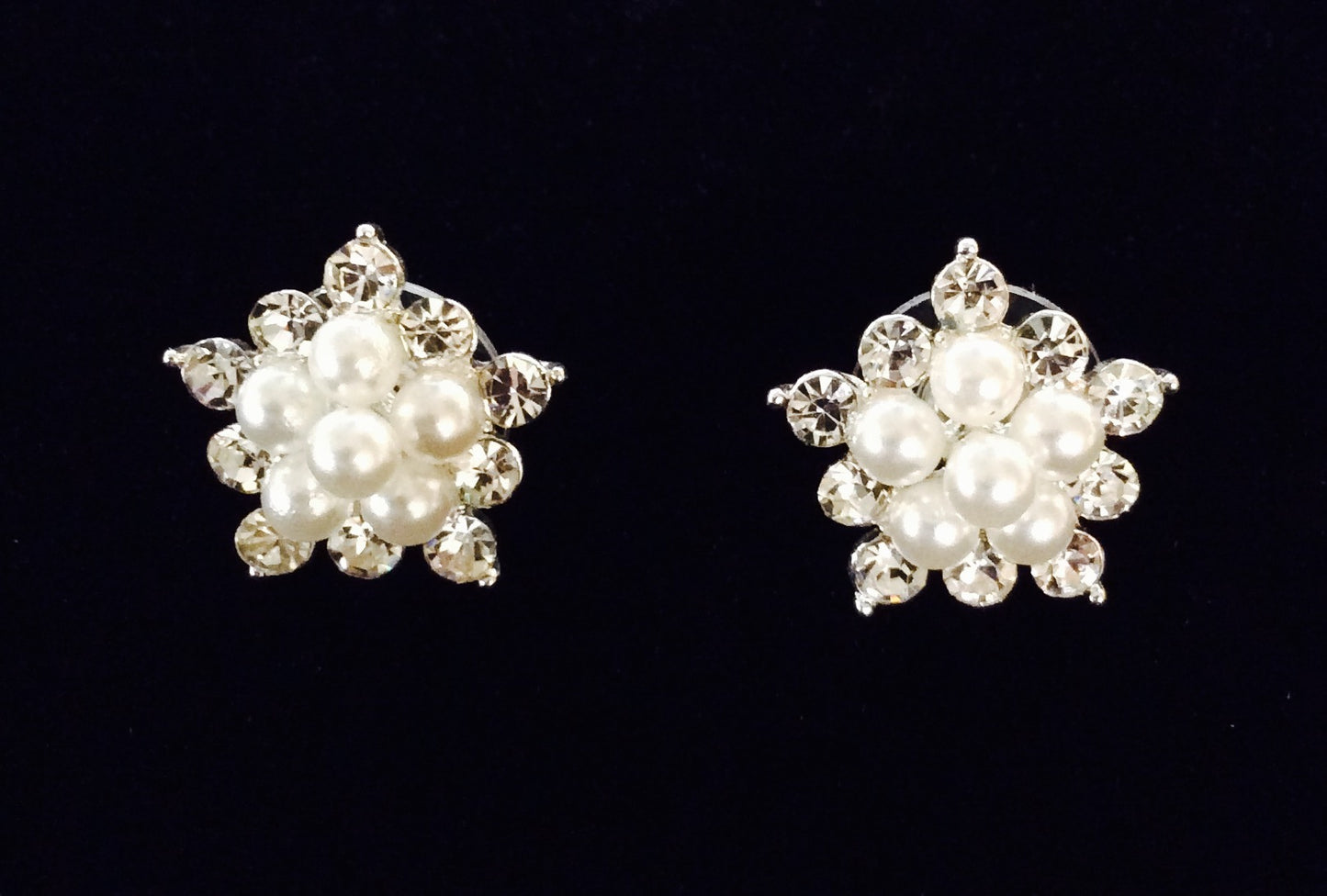 Flower with Pearl Post Earrings #33-23035CL