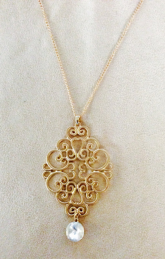 Moroccan TB Long Necklace #12-16043GD