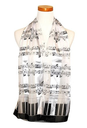 Piano Music Satin Scarf #ON-1071WH (White)