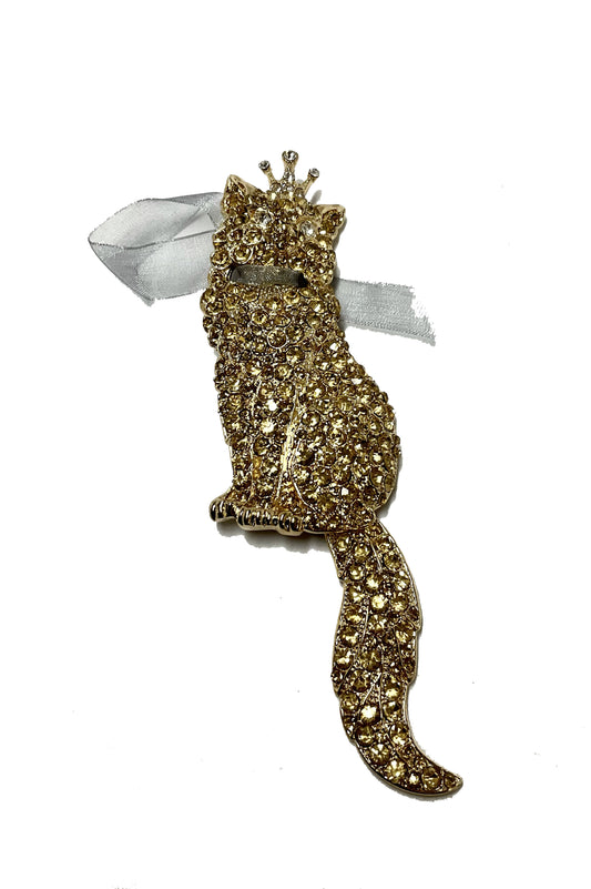 Large Cat with Crown Pin #40-4076G (Gold)