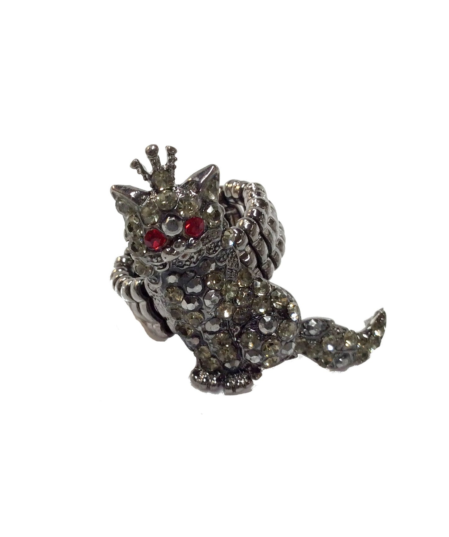 Black Cat with a Crown Stretch Ring#40-110