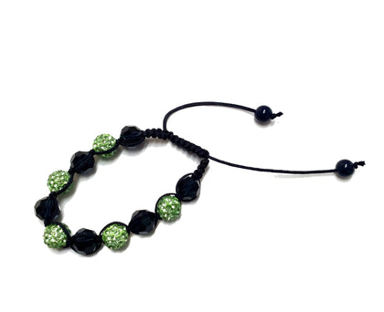 String Beaded Bracelet Green Navy