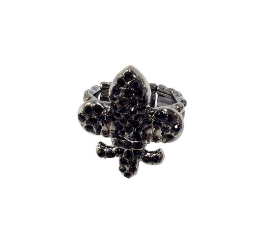 Fleur De Lis Stretch Ring#12-990Jet