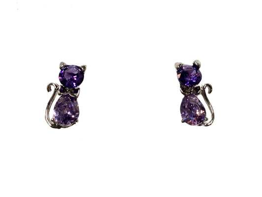 Tiny Crystal Cat Post Earring #66-72018PP