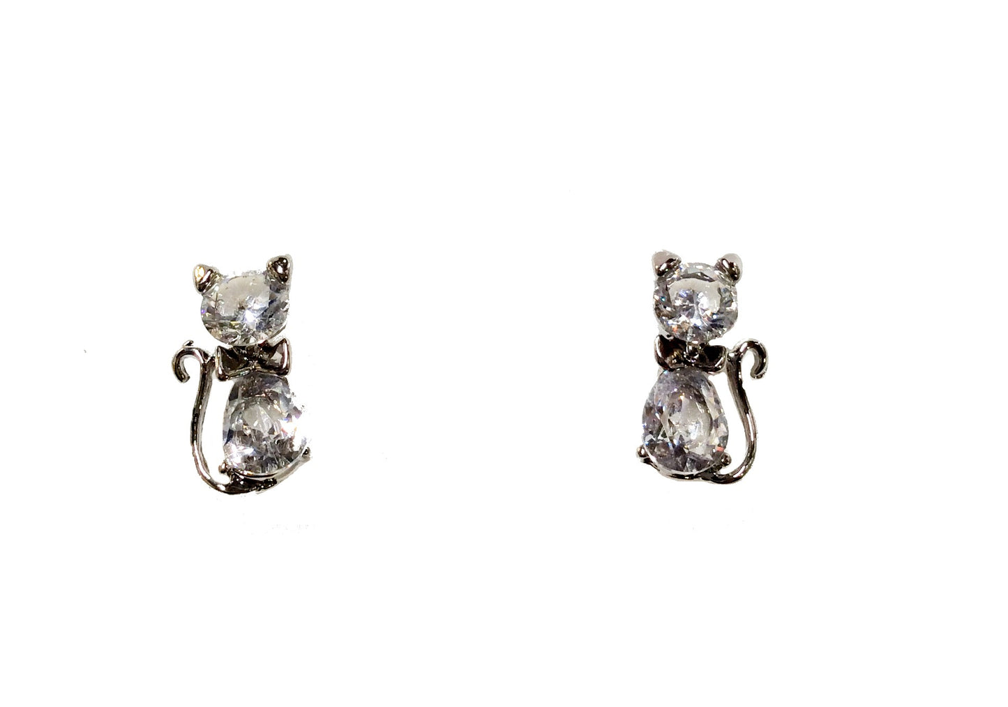 Tiny Crystal Cat Post Earring #66-72018CL