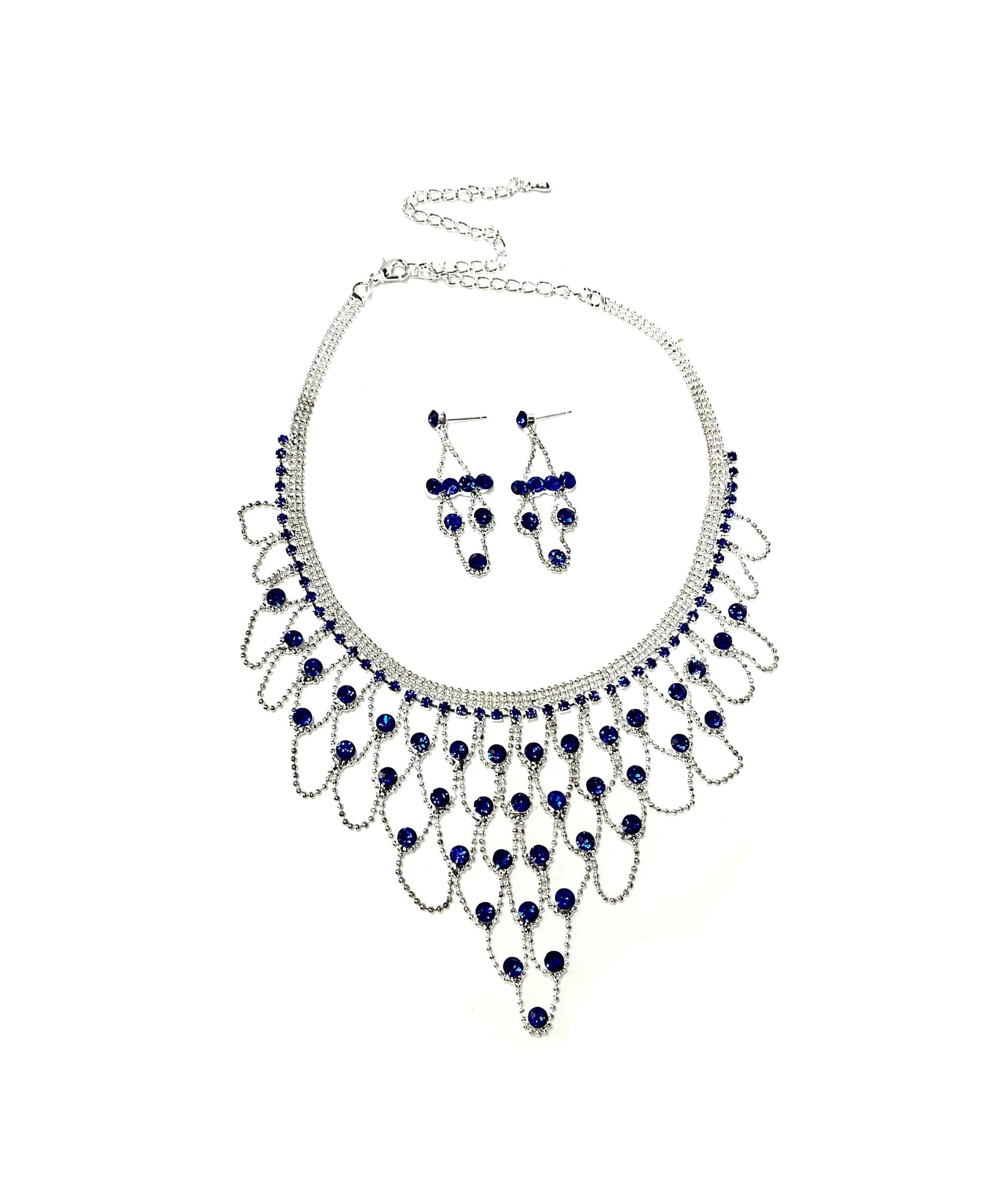 Net style Necklace and Earrings Set #66-14110BL
