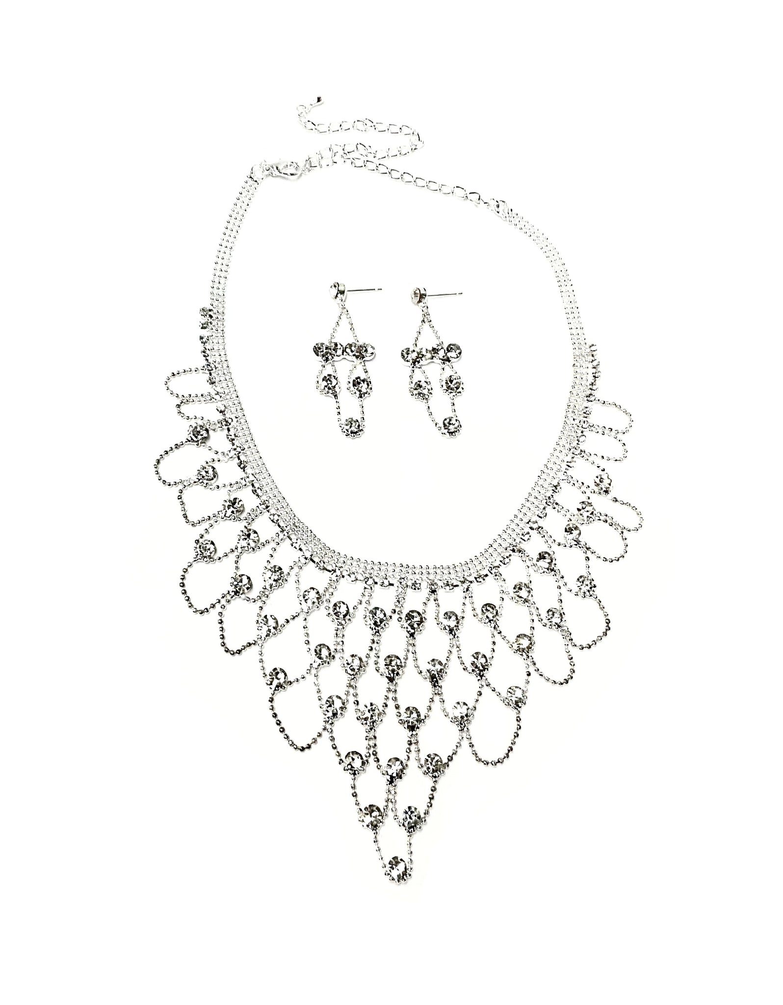 Net style Necklace and Earrings Set #66-14110CL