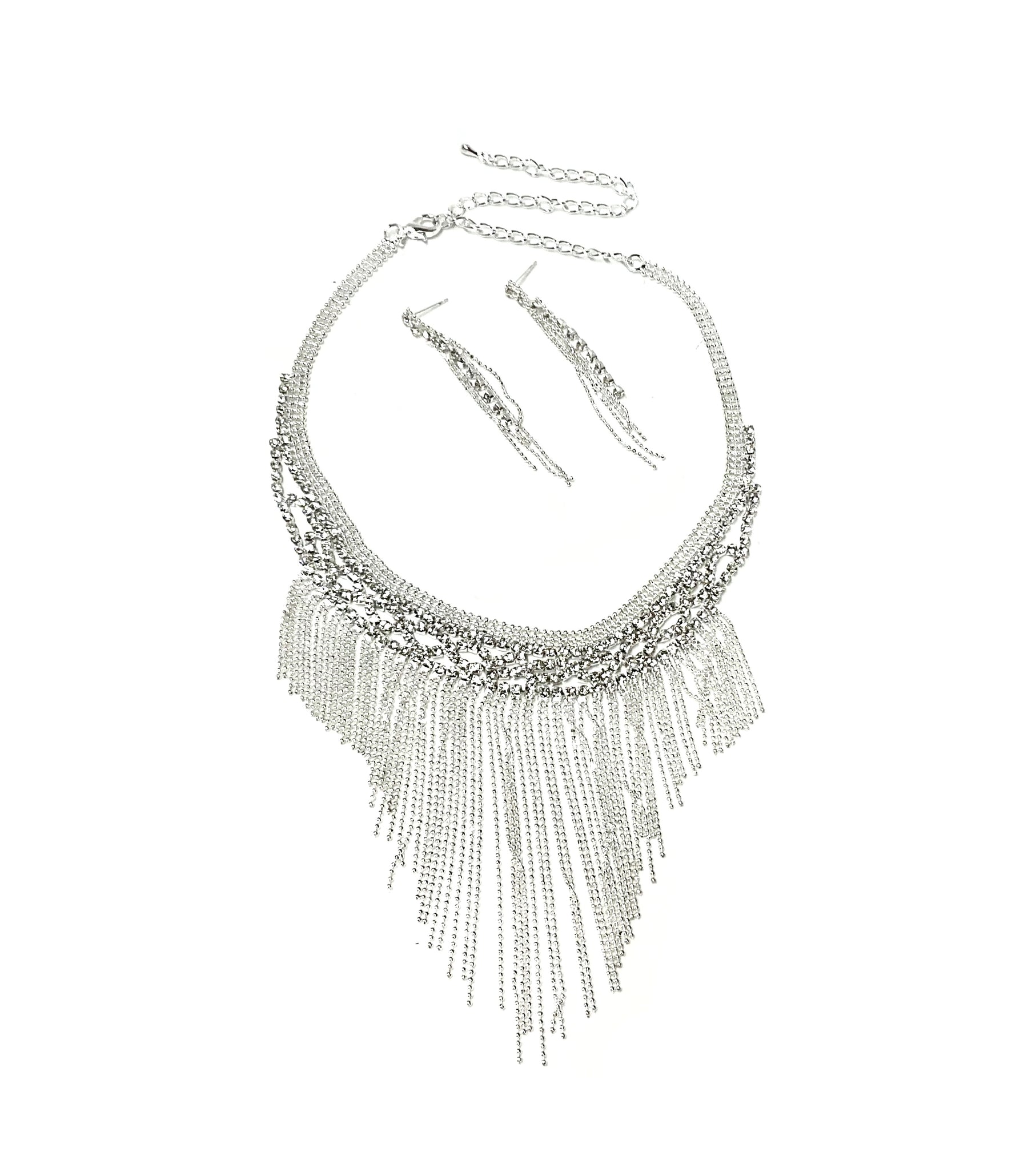 Rhinestone Necklace and  Earring Set#66-14031