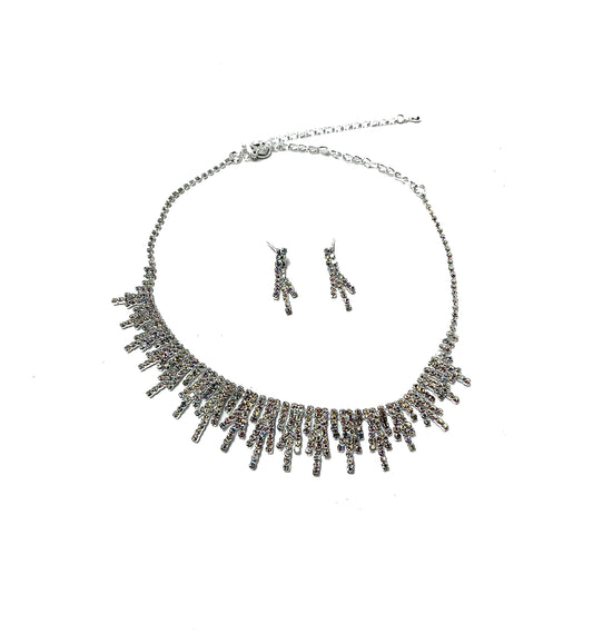 Rhinestone Necklace  and Earring Set#66-14105AB