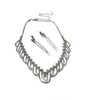 Rhinestone Necklace Earring Set #66-14115S (Silver)