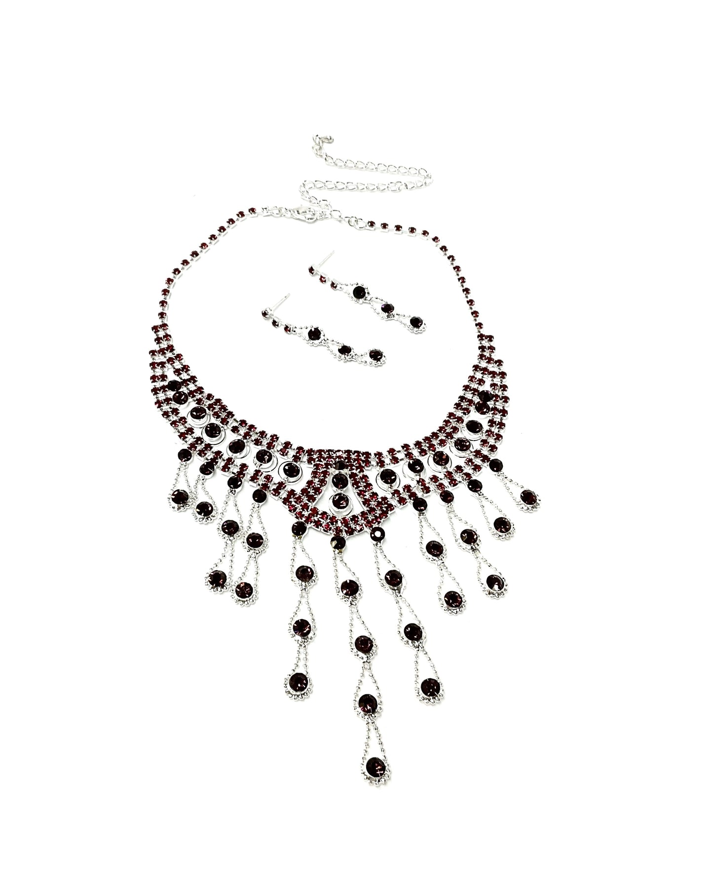 Round Dangling Necklace and Earrings Set#66-14055
