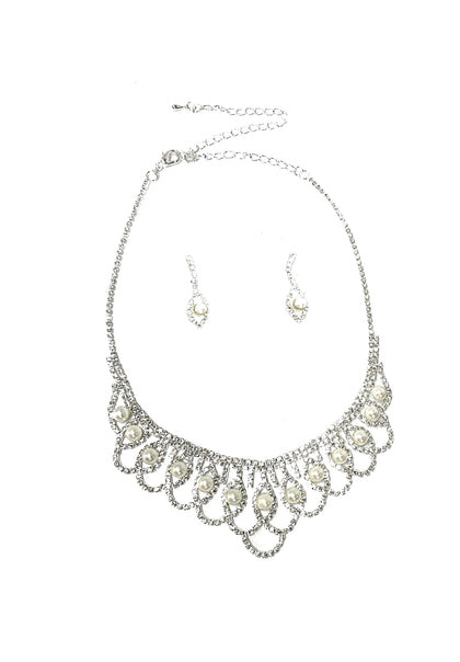 Pearl Crystal Necklace-Earring Set #66-14100