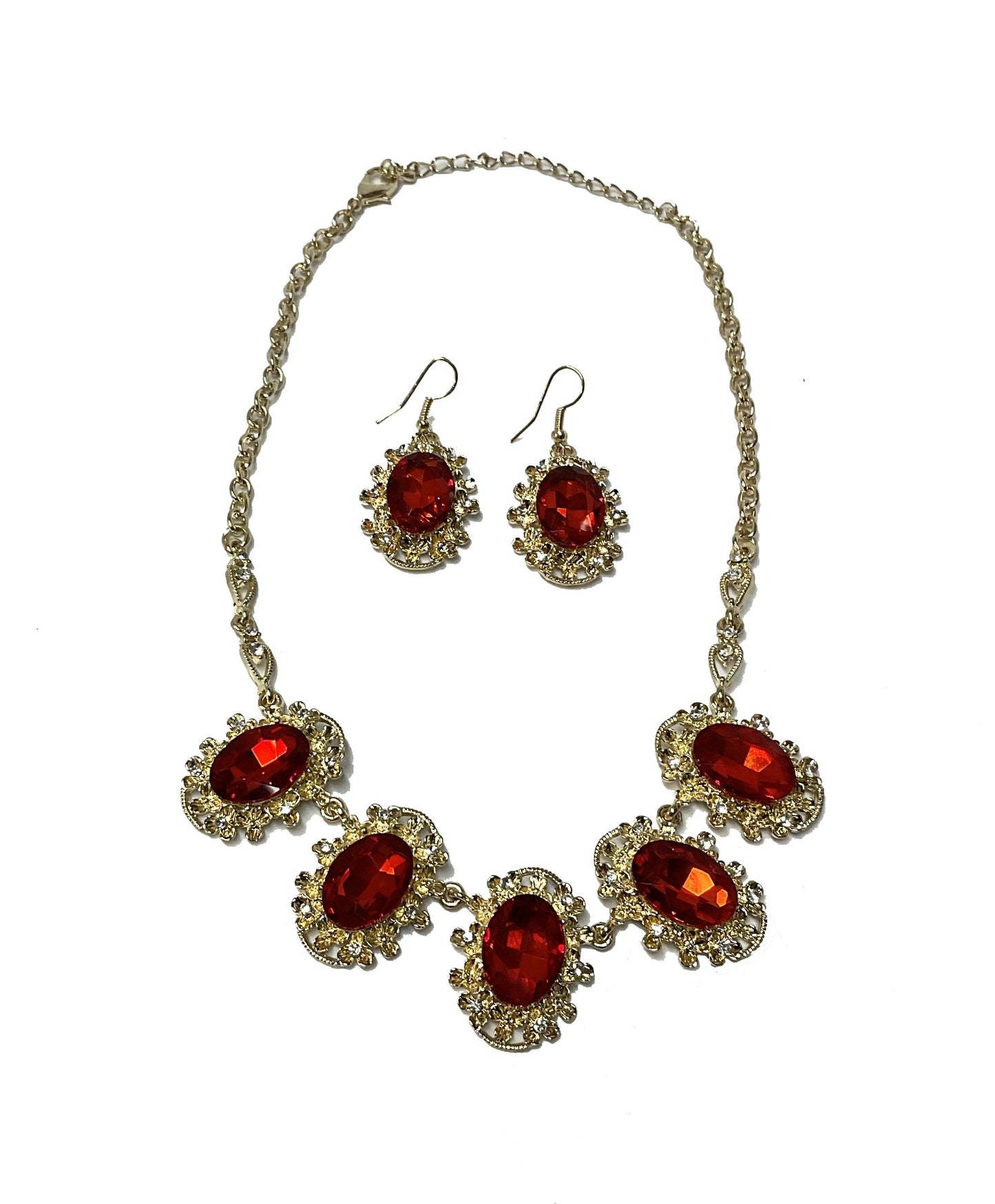 Rhinestone Necklace and Earrings Set #28-11224RD