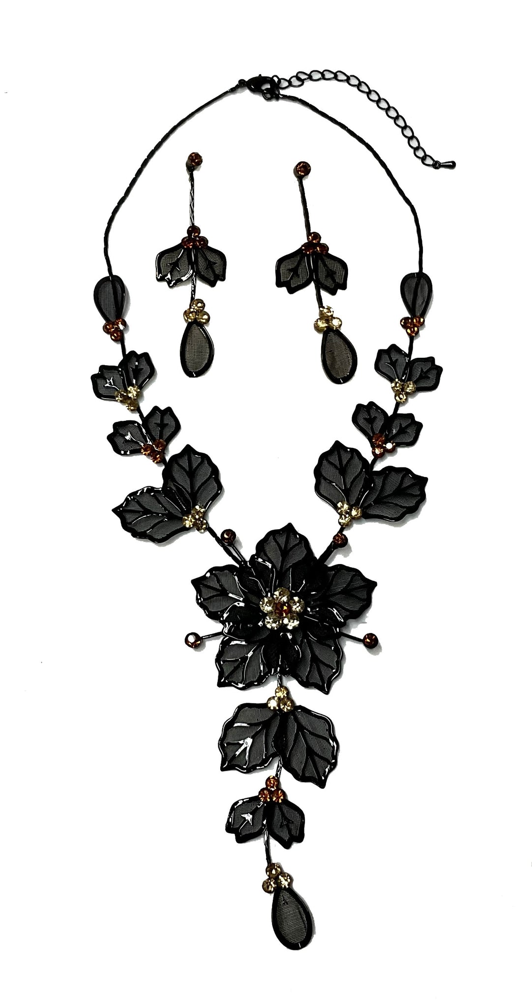 Mesh Flower Necklace/Earring Set (Topaz) #66-23174TP