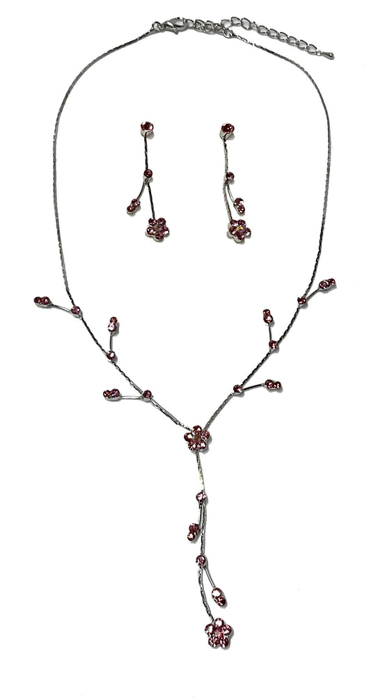 Tiny Flower Necklace-Earring Set #66-23021PK